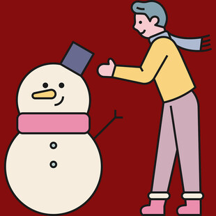 女子与可爱雪人温馨互动