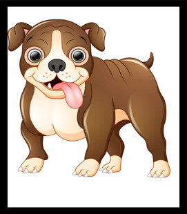 可爱吐舌斗牛犬插画