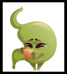 胃痛的卡通胃形象