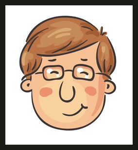 戴眼镜的卡通微笑男子