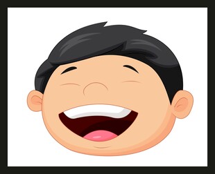 开心大笑的卡通男孩