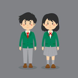 男女学生卡通