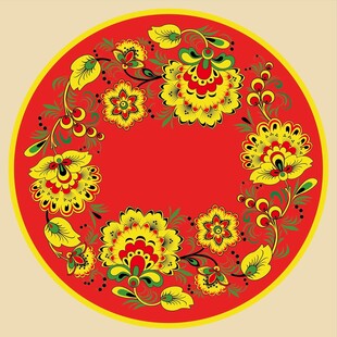中式圆形花卉传统图案