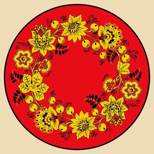 圆形花卉红色装饰图案