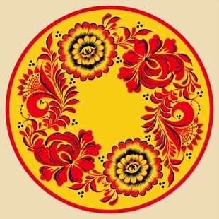 俄罗斯传统花卉圆形图案
