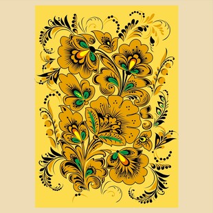 黄色花卉图案装饰画