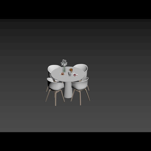 现代简约风格白色桌椅组合