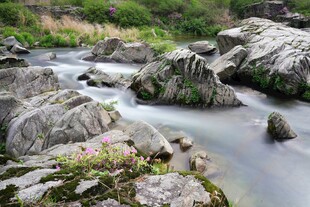 山间溪流与嶙峋怪石