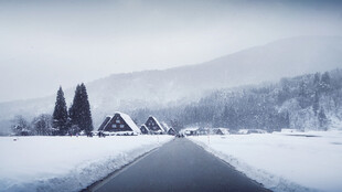 冬日雪景中的静谧公路