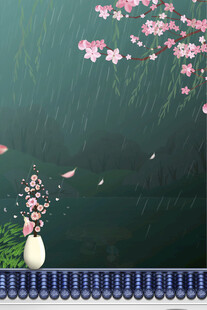 中式花瓶插粉花雅致场景