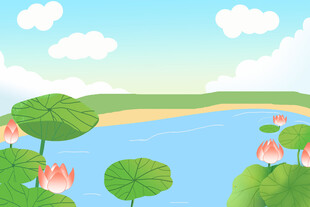 夏日荷塘风景图