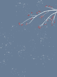 雪天红果树枝雪景图