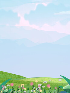 田园风光花草与远山美景