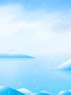 蓝色海洋雨天风景画面