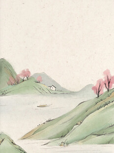 水墨山水间的烂漫春色