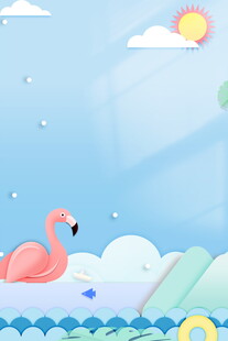 粉色火烈鸟的梦幻海洋世界