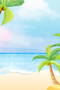 夏日海滩椰树海景图