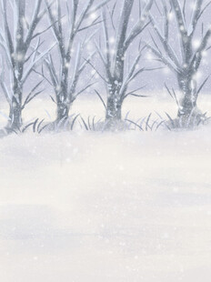 冬日雪景中的枯树林