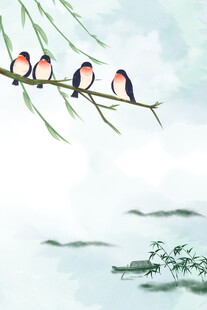 枝头春燕图