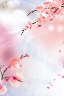 梦幻粉色桃花枝景