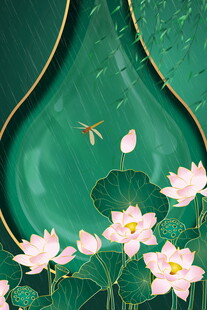 中式荷塘蜻蜓装饰画意境美