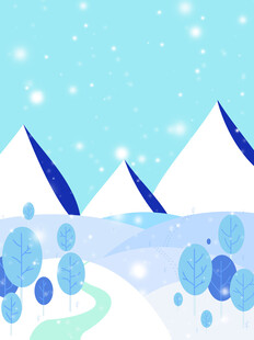 冬日雪山风景插画