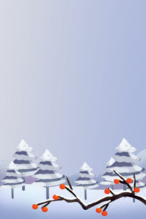 冬日雪景中的红枝白屋