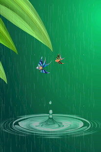 雨滴落处蜻蜓飞舞