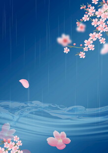 雨中飘落的粉嫩樱花