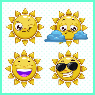 可爱表情太阳图标集合