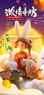 梦幻玉兔少女置身云朵中