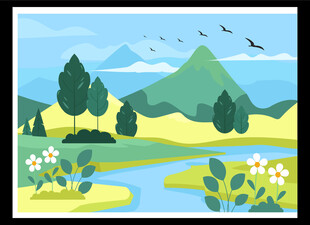 美丽田园风光插画