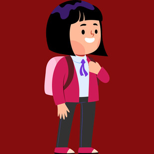 背着书包的可爱小女孩