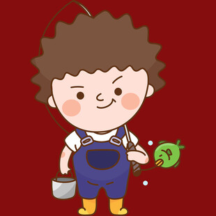 小男孩提桶捉昆虫