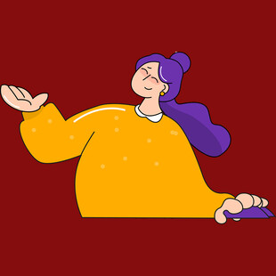 紫色长发女子的俏皮姿态