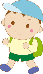 背着书包的可爱小男孩