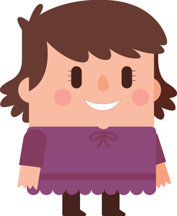 穿紫衣微笑的卡通小女孩
