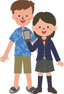 孩子手持平板开心展示