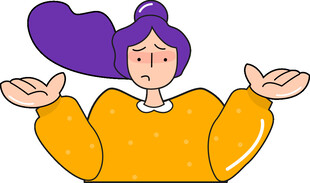 无奈摊手的紫色长发女孩