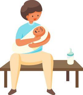 母亲温柔怀抱新生婴儿