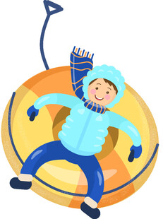 小孩欢乐玩雪圈