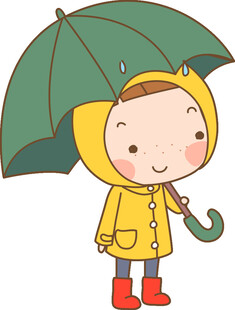 撑伞的可爱雨衣小朋友