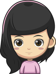 可爱黑发女孩卡通形象