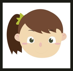 扎马尾的可爱卡通女孩