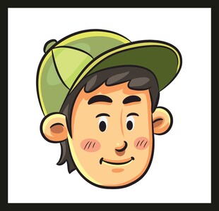 戴绿帽卡通男孩头像