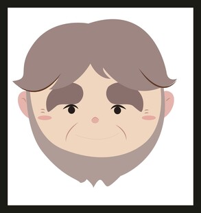 愁容满面的卡通胡子男子