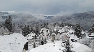 冬日雪覆山村美景