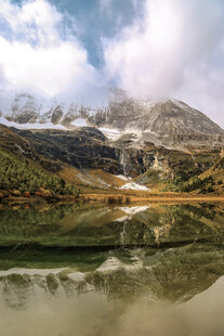 雪山湖泊美景倒影