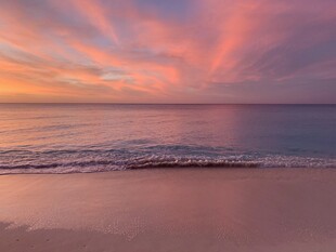 海边绚丽晚霞沙滩美景