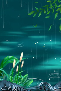 雨中水草间的灵动小鱼